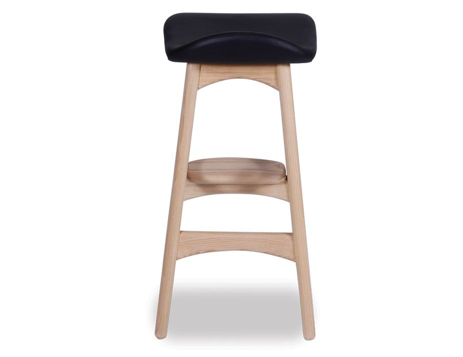 Scandi Stool - Natural - Black Leather