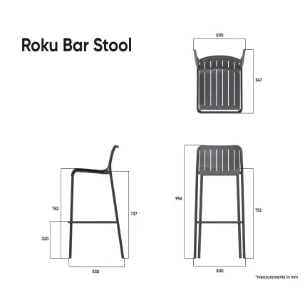 Roku Bar Stool - Outdoor - Papaya, Aluminium, 96cm H