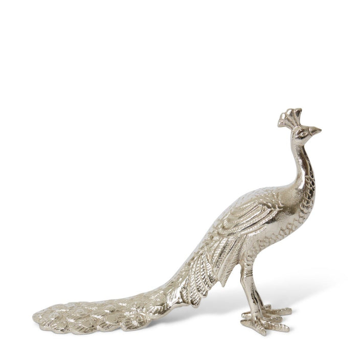 Peacock Sculpture - Nickel, 19cm (H)