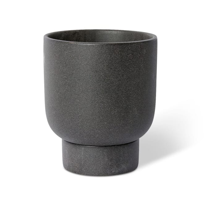 Daylen Pot w Saucer - Black, 24cm (H)