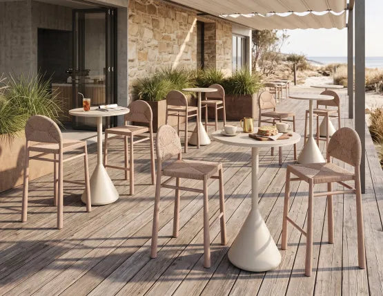 Calete Bar Stool - Outdoor - Rope, Wood, 108cm H