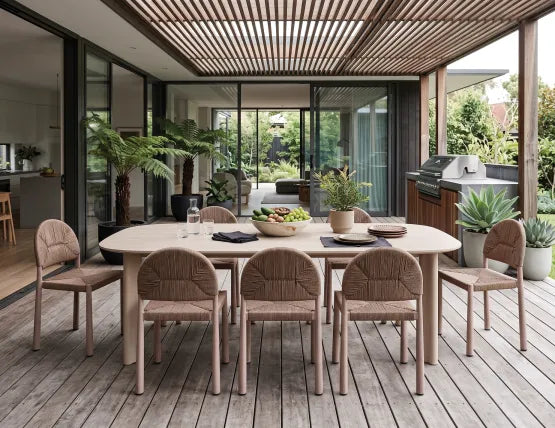 Vela Dining Table 240cm - Outdoor - Latte - Dune Ceramic Top