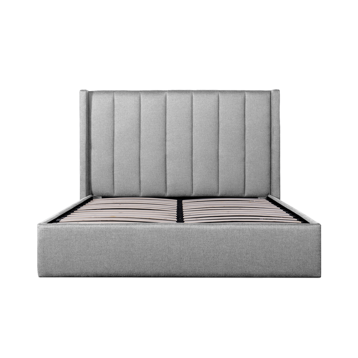 CBD6018-YO Fabric Queen Bed Frame - Pearl Grey with Storage