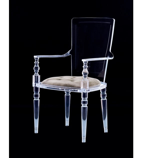 Laurence Lucite Acrylic Dining Chair With Chesterfiled Cushion