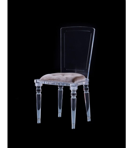 Abbey Lucite Acrylic Armless Dining Chair With Chesterfield Cushion