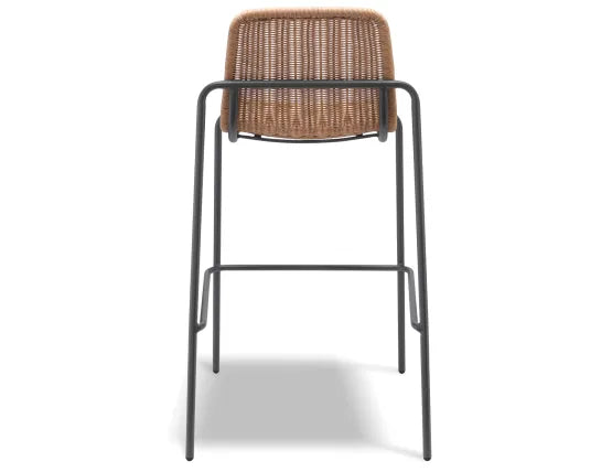 Cenote Rattan Bar Stool - Outdoor - Charcoal, 103cm H