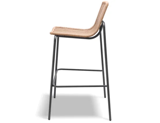 Cenote Rattan Bar Stool - Outdoor - Charcoal, 103cm H