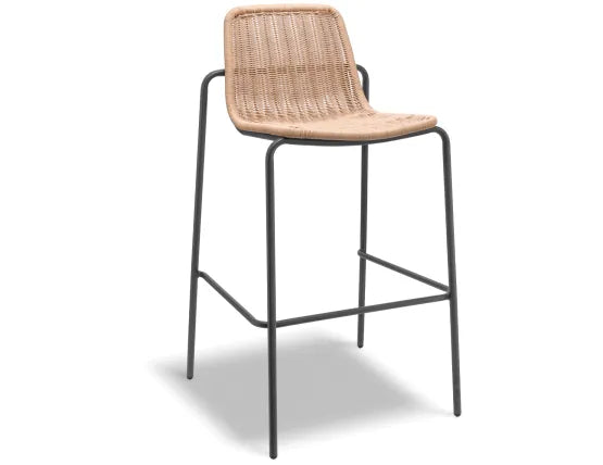 Cenote Rattan Bar Stool - Outdoor - Charcoal, 103cm H