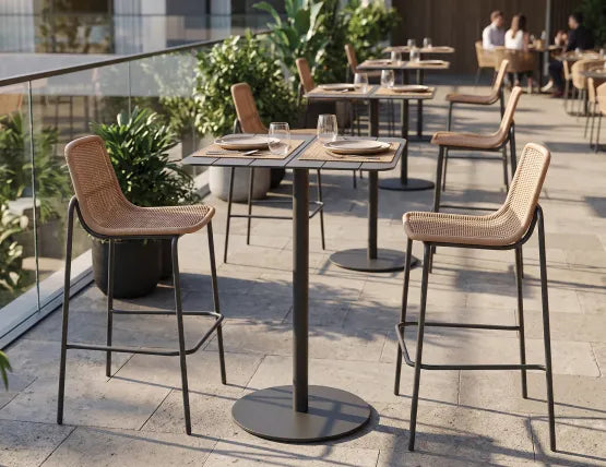 Cenote Rattan Bar Stool - Outdoor - Charcoal, 103cm H