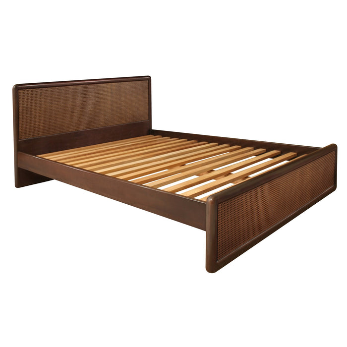 Kelly Rattan Queen Bed (Walnut)
