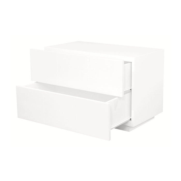 Hudson 2 Drawer Bedside Table (White)