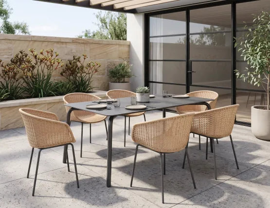 Roku Dining Table 160cm - Outdoor - Charcoal - Basalt Ceramic