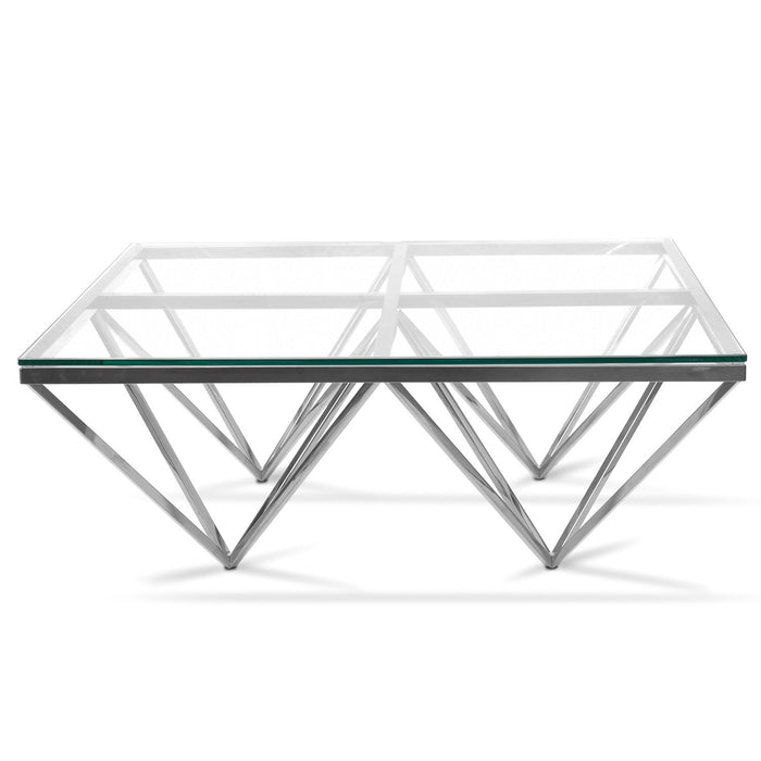 CCF1070-BS 105cm Coffee Table - Glass Top - Silver Base