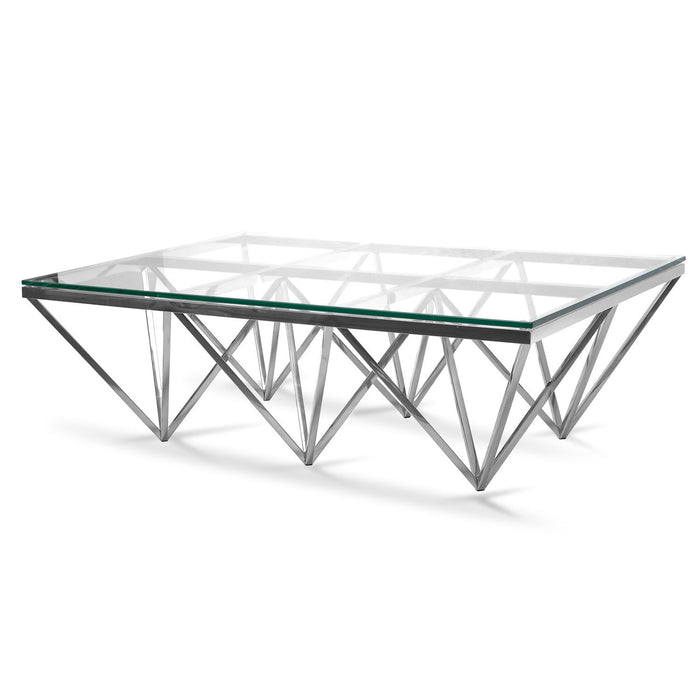 CCF1071-BS 1.2m Coffee Table - Glass Top - Silver Steel Base