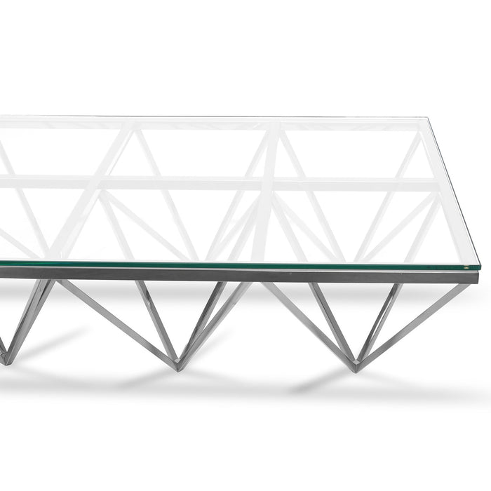 CCF1071-BS 1.2m Coffee Table - Glass Top - Silver Steel Base