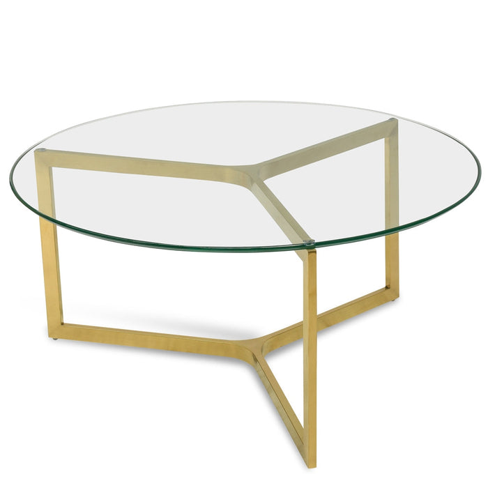 Janet 85cm Glass Round Coffee Table - Gold Base