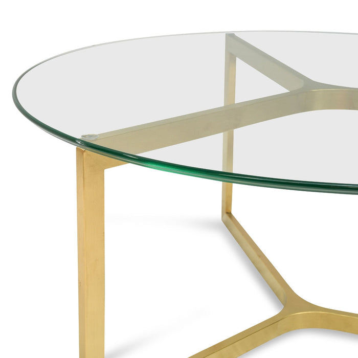 Janet 85cm Glass Round Coffee Table - Gold Base