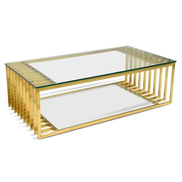 CCF2353-KS 1.3m Glass Coffee Table - Gold Base