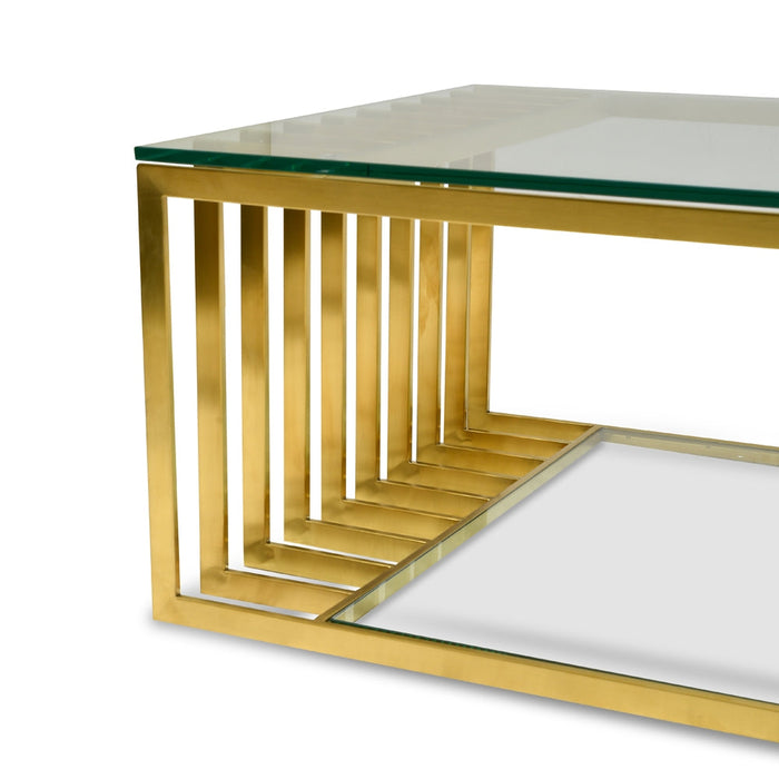 CCF2353-KS 1.3m Glass Coffee Table - Gold Base