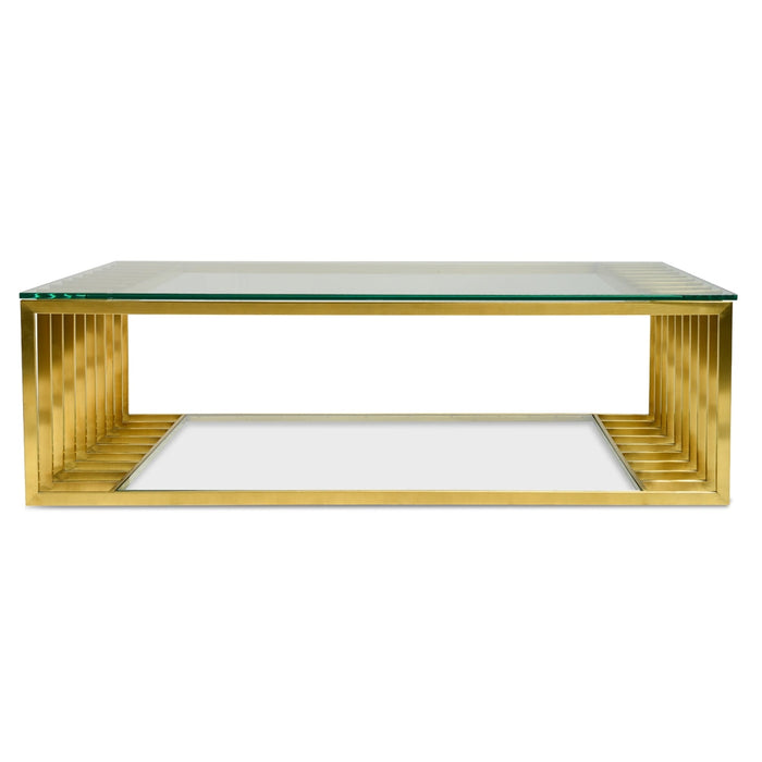 CCF2353-KS 1.3m Glass Coffee Table - Gold Base