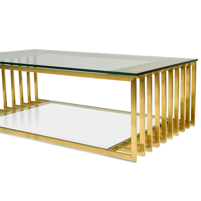 CCF2353-KS 1.3m Glass Coffee Table - Gold Base