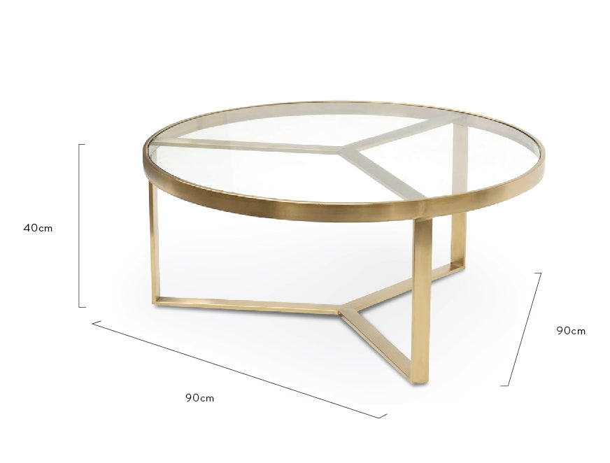 CCF2427-BS 90cm Coffee Table - Brushed Gold Base