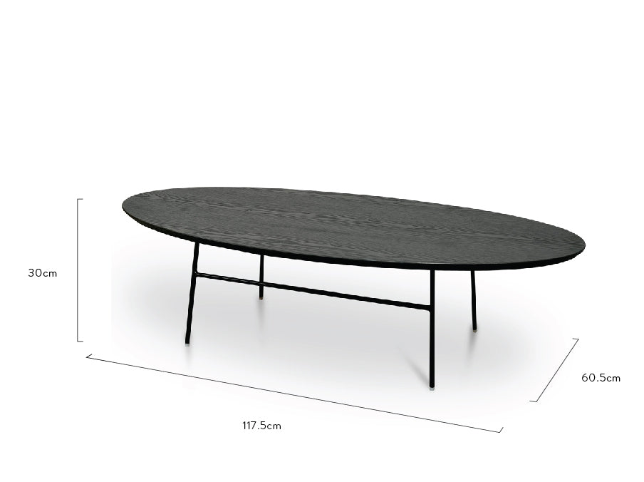 CCF2481-SD 117.5cm Coffee Table - Black Ash Veneer - Black Legs