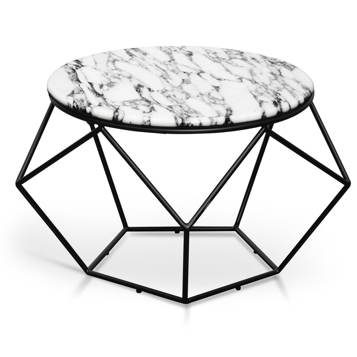 CCF2568-SU Marble 72cm Coffee Table - Matt Black Base