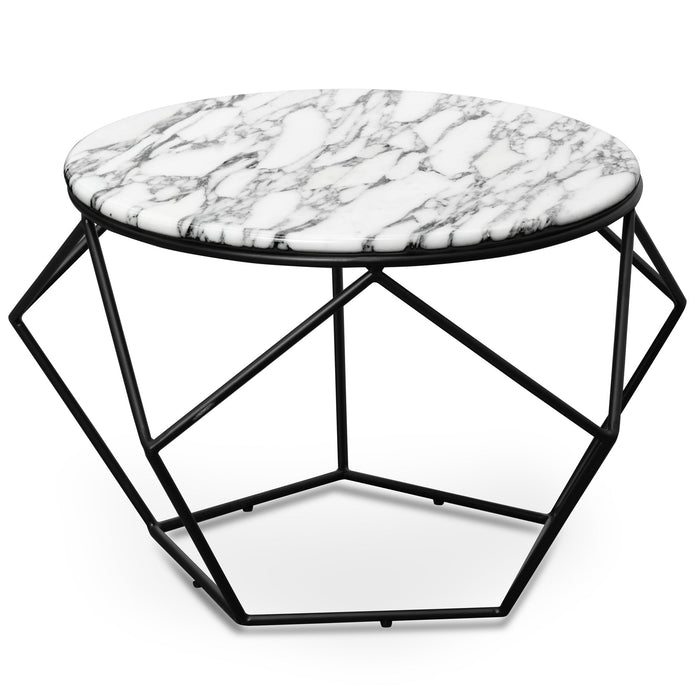 CCF2568-SU Marble 72cm Coffee Table - Matt Black Base