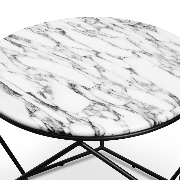 CCF2568-SU Marble 72cm Coffee Table - Matt Black Base