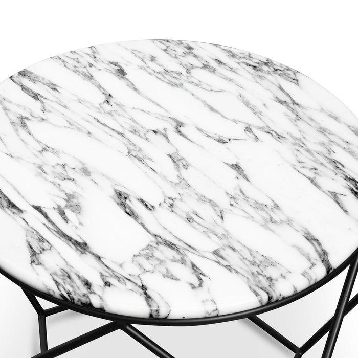 CCF2568-SU Marble 72cm Coffee Table - Matt Black Base