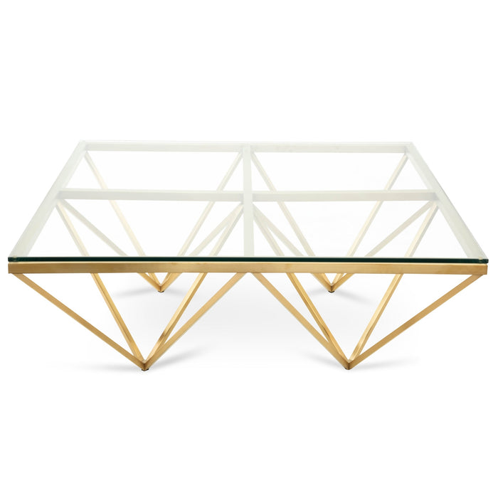 CCF2580-BS 1.05m Glass Coffee Table - Brushed Gold Base