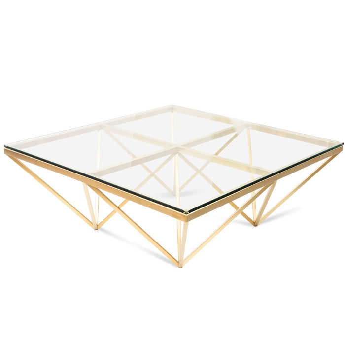 CCF2580-BS 1.05m Glass Coffee Table - Brushed Gold Base