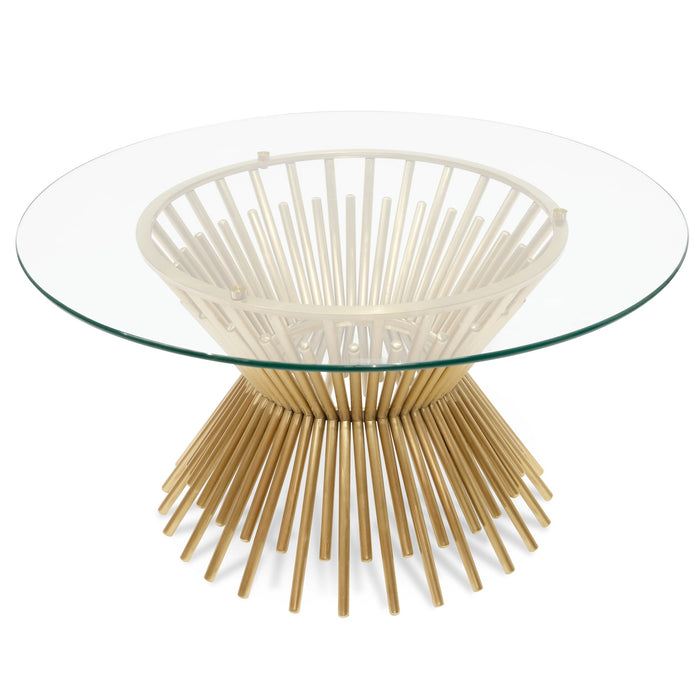 CCF2588-BS 90cm Glass Coffee Table - Brushed Gold Base