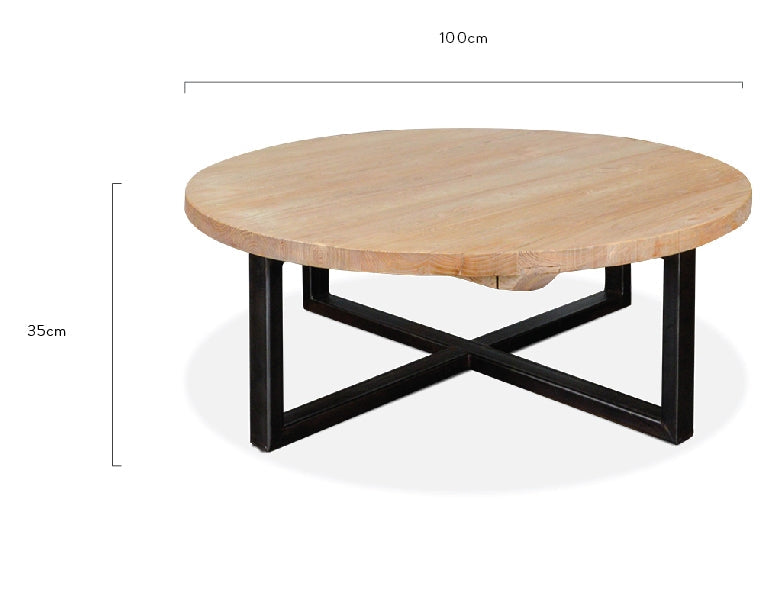 Calibre Furniture Arthur Reclaimed 100cm Round Coffee Table