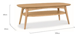 Modern Concepts Johansen Scandinavian 109cm Oak Rectangle Coffee Table - Natural