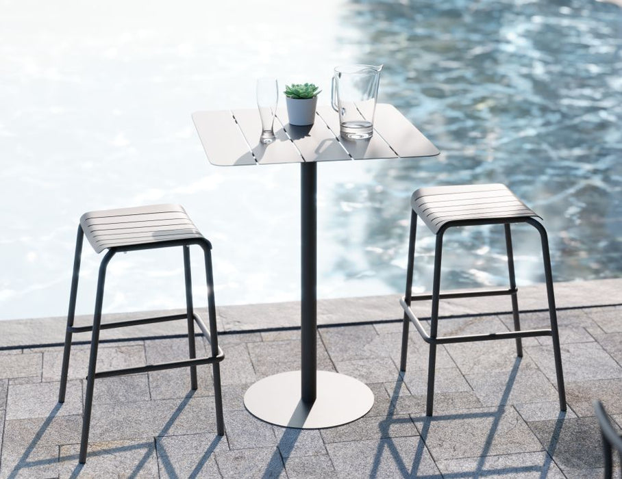 Roku Outdoor Backless Bar Stool in Matt Charcoal