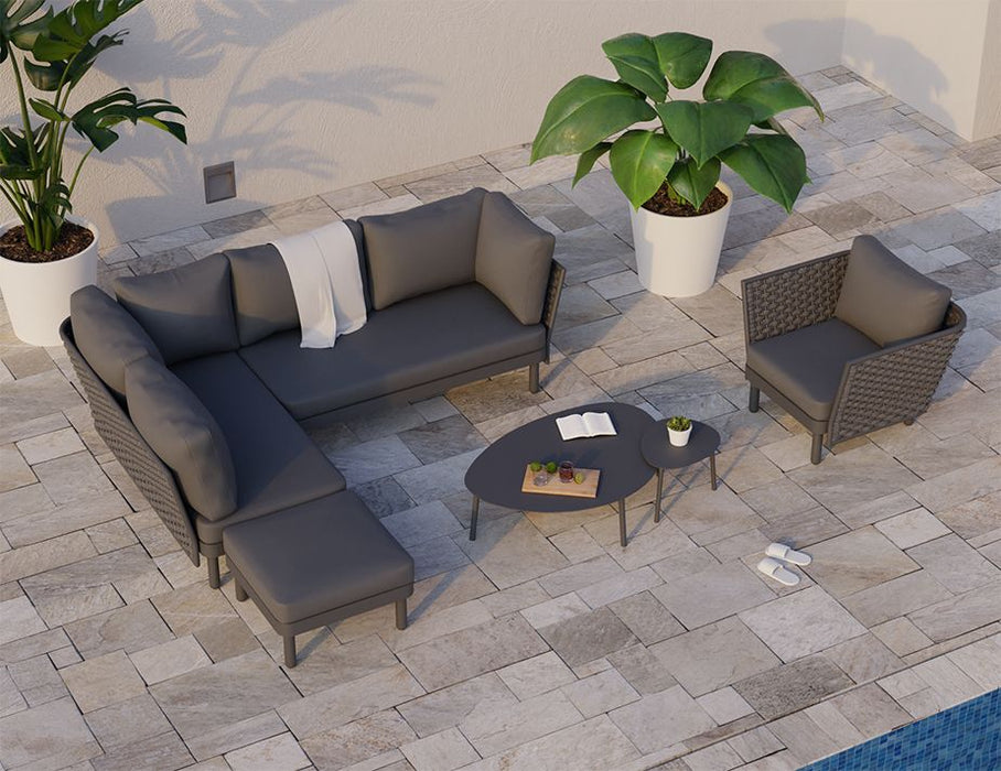 Siano Modular Right Arm 2 Seater - Outdoor - Charcoal - Dark Grey Cushion