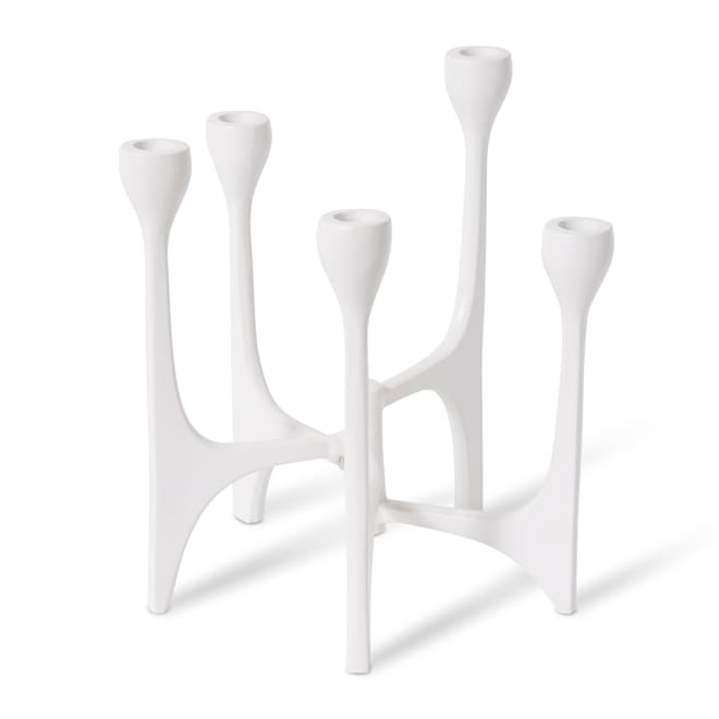 Massimo Candle Holder - White, 29cm (H)