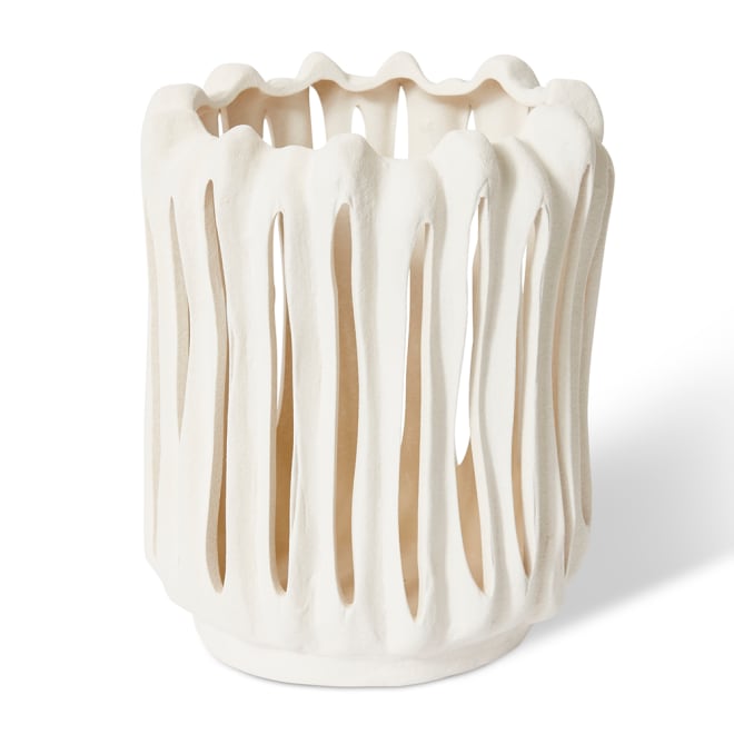 Nisha Candle Holder - White, 28cm (H)