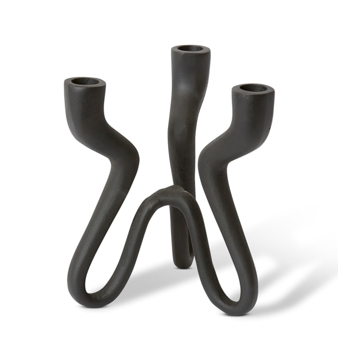 Laquan Candle Holder - Black, 21cm (H)