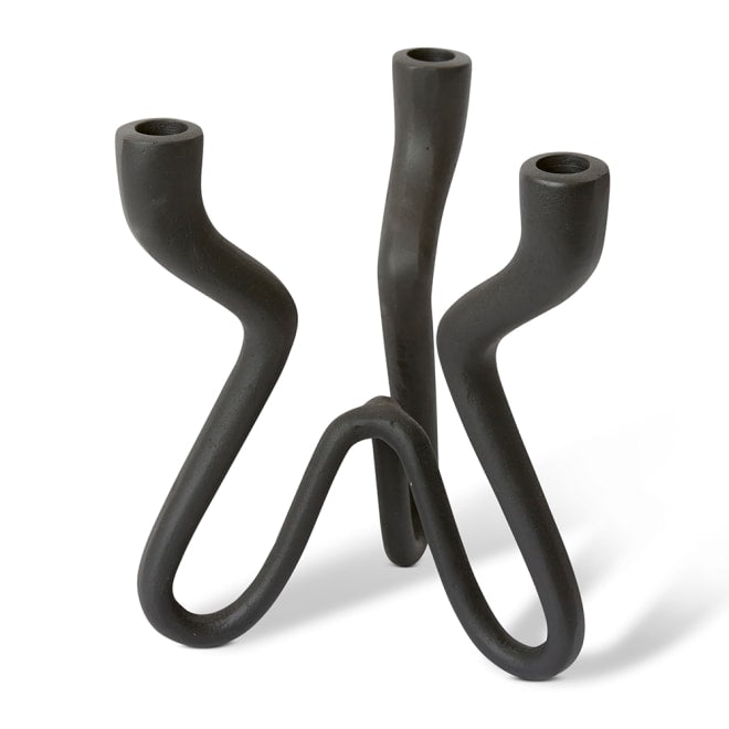 Laquan Candle Holder - Black, 25cm (H)