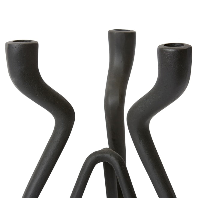 Laquan Candle Holder - Black, 25cm (H)