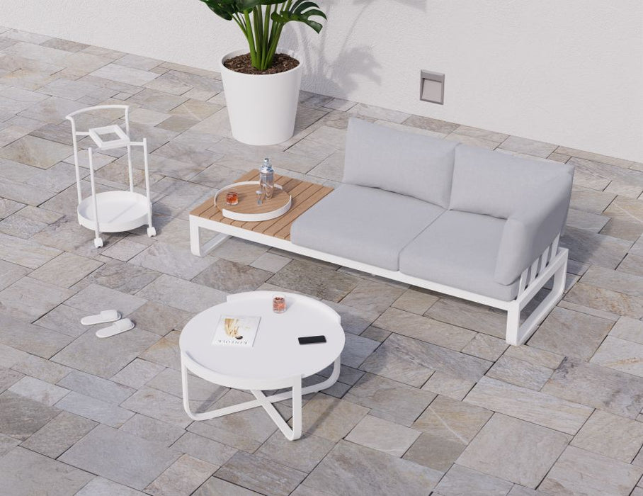 Fino Config B - Outdoor Modular Sofa in Matt White aluminium with Light Grey Cushions