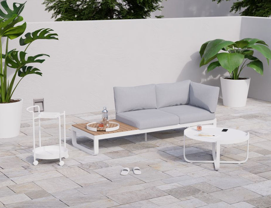 Fino Config B - Outdoor Modular Sofa in Matt White aluminium with Light Grey Cushions