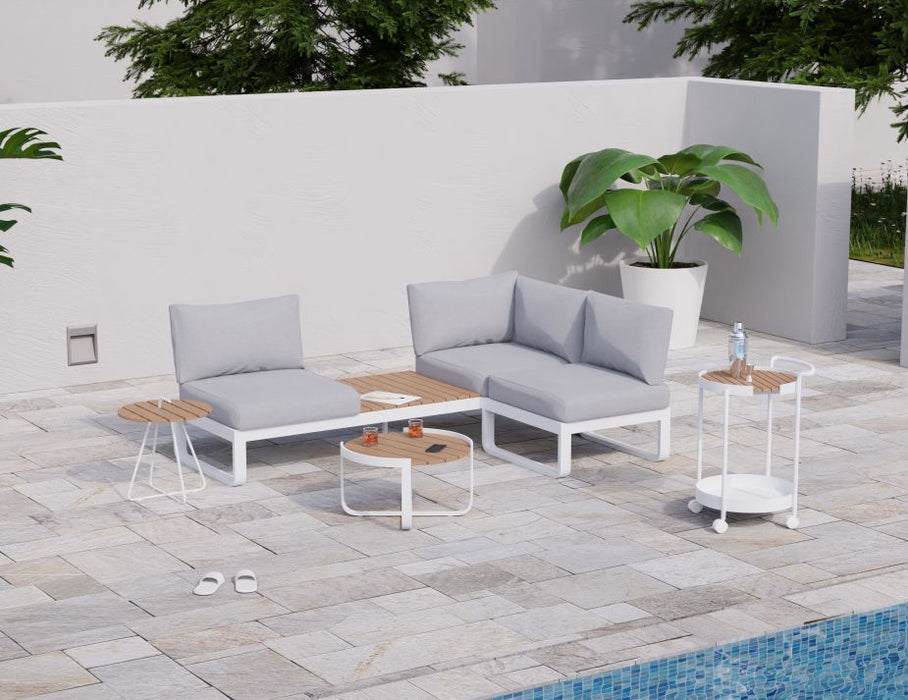 Fino Config D - Outdoor Modular Sofa in Matt White aluminium with Light Grey Cushions