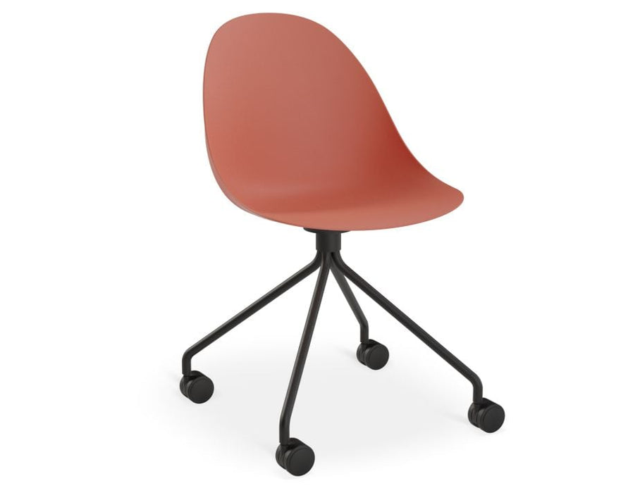 Pebble Chair Coral with Shell Seat - Natural Beechwood Base