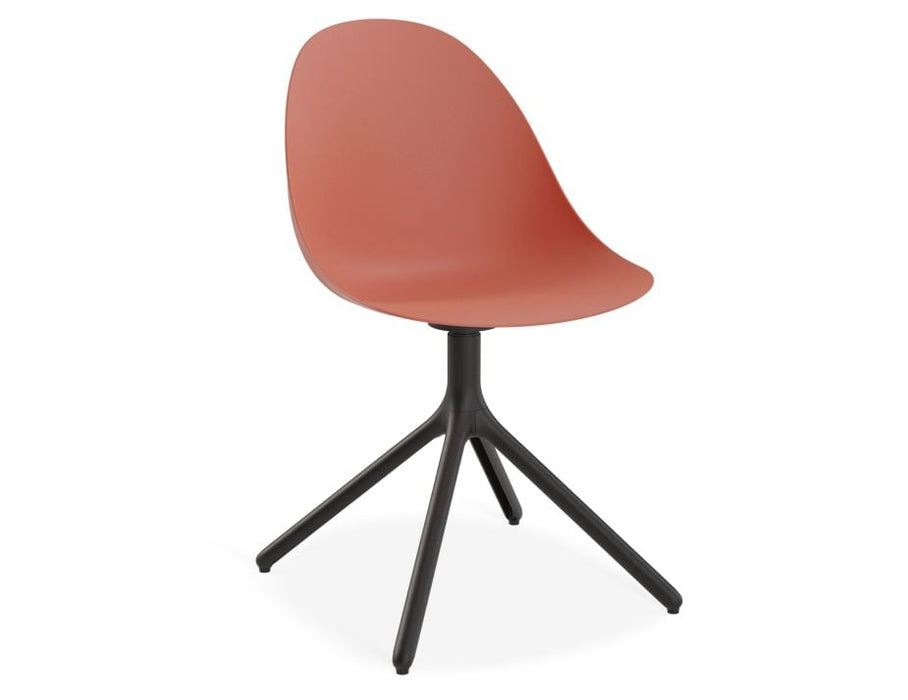 Pebble Chair Coral with Shell Seat - Swivel Base w Castors - Black