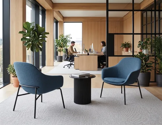 Core Lounge Chair - 4 Post Base - Blue, Metal