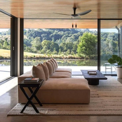Cosmos Chaise Oatmeal in modular sofa setting